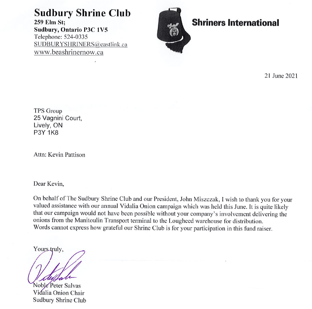 Read more about the article Proud to Be Involved with the Sudbury Shrine Club Fundraiser